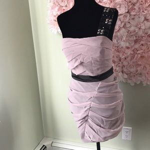 Lipsy rucched one shoulder beaded dress